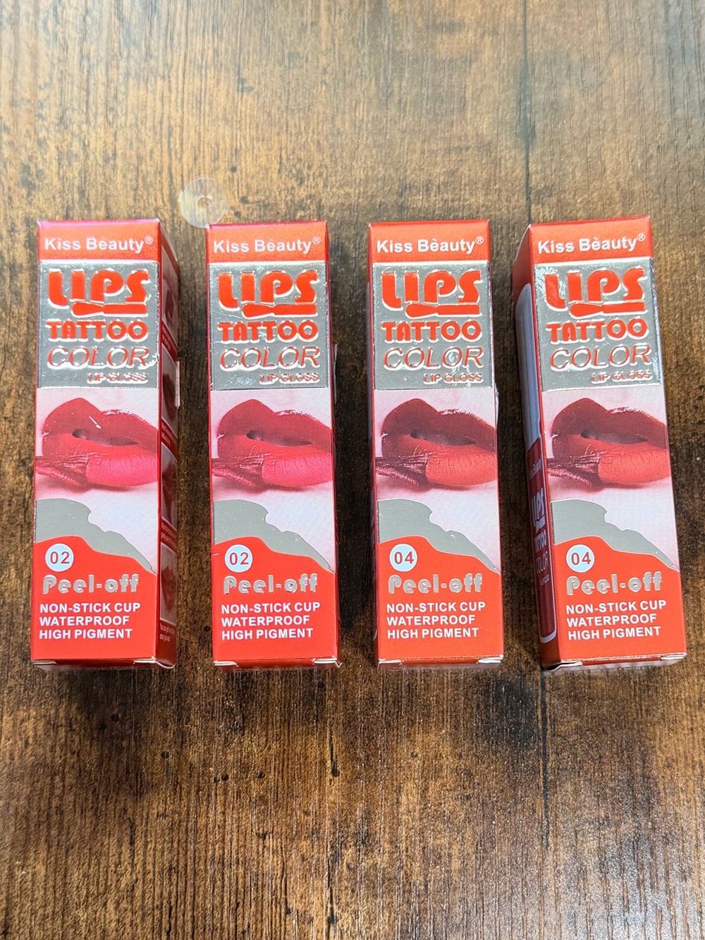 Kiss Beauty Peel-Off Lip Tattoo Color — 2 (02) & 2 (04)